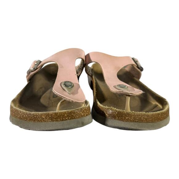 Birkenstock Gizeh Sandal Thong Pink Rose Gold EU 40 Leather Metallic Cork US 9 - Picture 2 of 9